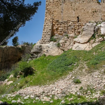 ajloun-castle-walls-grassy-slope