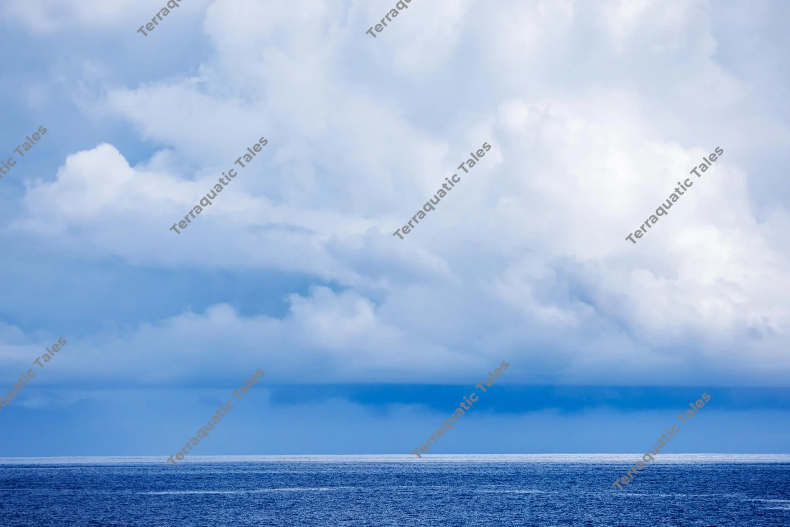 Calm blue ocean meeting a soft cloudy sky at the horizon in the Andaman Islands.